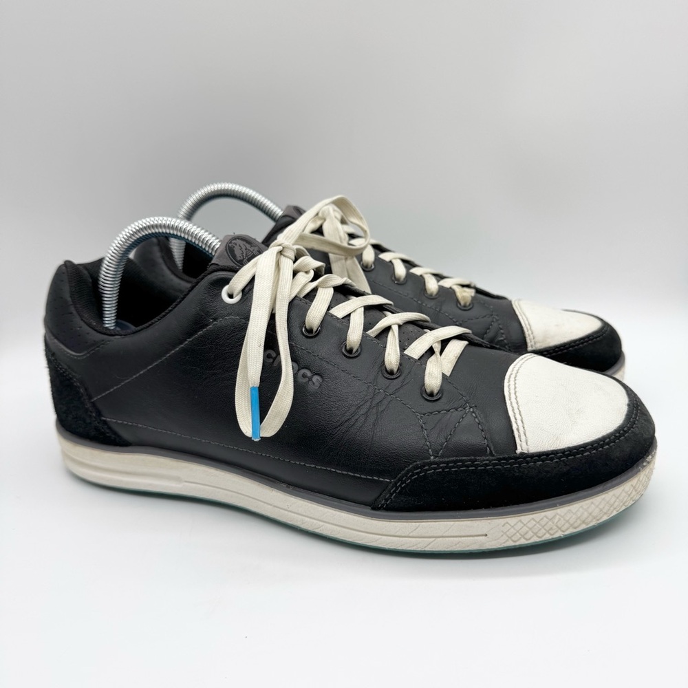 Crocs Hank Haney Leather Spikeless Golf Shoes Black/White/Blue 15099  Mens Sz 10